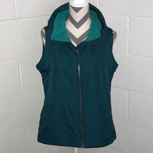 COLUMBIA GREEN FLEECE LINED VEST, Size Large